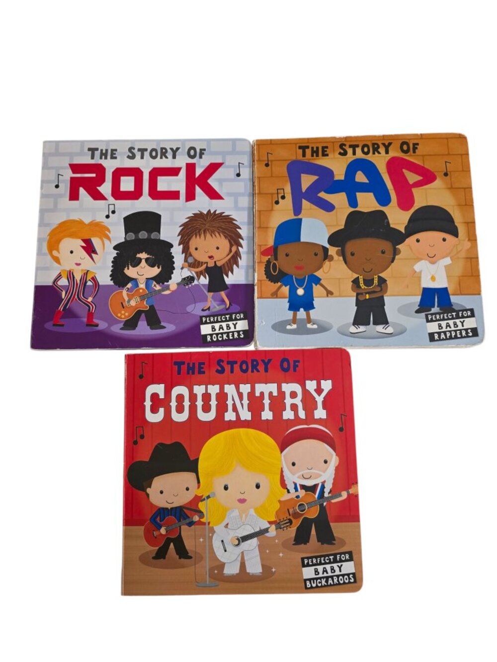 The Story of Rock Rap & Country Board Book Set| Silver Dolphin| Baby Music Books